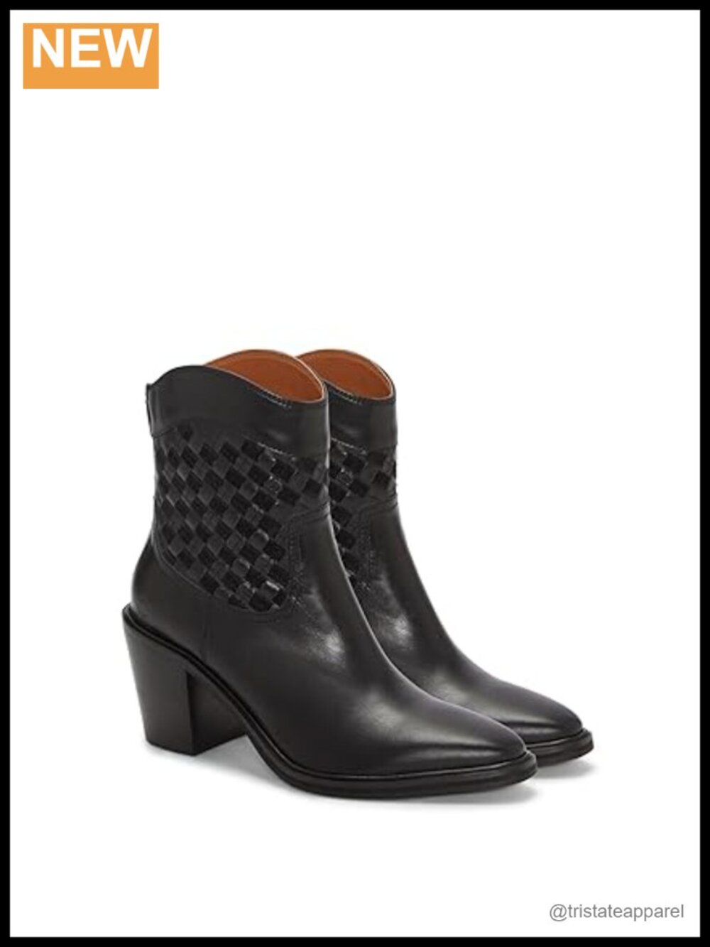 Lucky Brand Women's Leather Ankle Booties with Stacked Heel Almond Toe Side Zip
